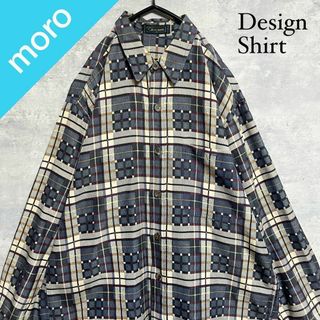 ヴィンテージ(VINTAGE)のNo.1386 VINTAGE ヴィンテージ 古着 総柄シャツ チェック柄 長袖(Tシャツ/カットソー(七分/長袖))