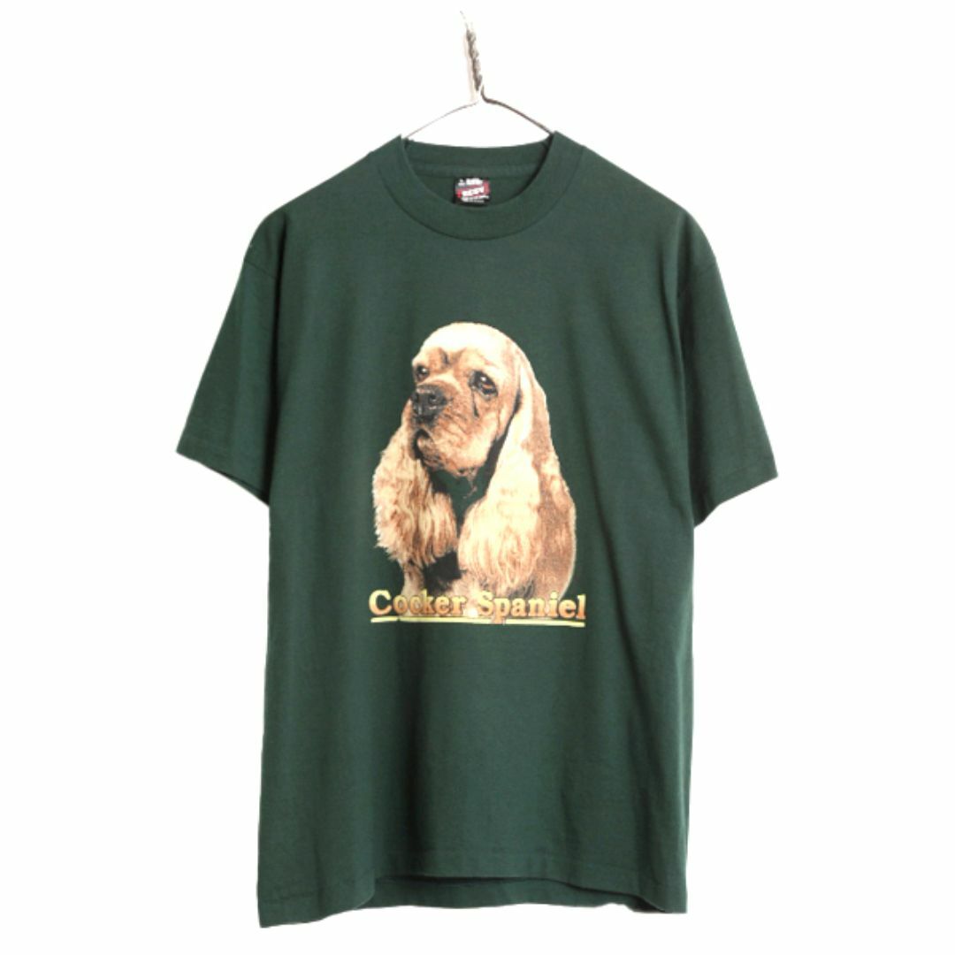 90s USA製 ドッグ アート イラスト プリント Tシャツ メンズ L