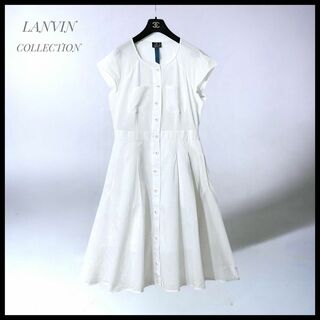 LANVIN COLLECTION - 【LANVIN】 シルク混フレンチスリーブシャツOP  Aライン  シボ加工