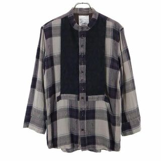 SHAREEF - シャリーフ チェック柄 長袖 バンドカラーシャツ 2 茶×黒 SHAREEF メンズ