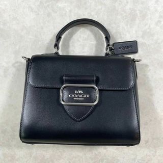 コーチ(COACH)の極美品 COACH モーガントップハンドルサッチェル ハンドバッグ レザー 黒(ハンドバッグ)