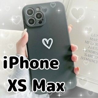 【iPhoneXSmax】iPhoneケース ブラック ハート 手書き 黒(iPhoneケース)