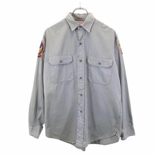 ビッグマック 60s ヴィンテージ ロゴ刺繍 長袖 シャツ M グレー BIG MAC メンズ(シャツ)