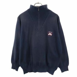 トミーヒルフィガー(TOMMY HILFIGER)のトミーヒルフィガー 90s オールド 長袖 ハーフジップ ニット L ネイビー系 TOMMY HILFIGER セーター メンズ(ニット/セーター)