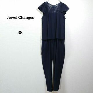 ジュエルチェンジズ(Jewel Changes)の新品未使用　Jewel Changes　オールインワン　38　花柄　ネイビー(サロペット/オーバーオール)