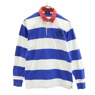 ポロバイラルフローレン ボーダー 長袖 ラガーシャツ 160 ブルー×ホワイト Polo by Ralph Lauren ポロシャツ キッズ(その他)