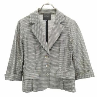 LANVIN - ランバン シルクブレンド 総ステッチ 7分袖 総ステッチ テーラードジャケット 40 グレー系 LANVIN レディース