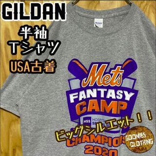 グレー MLB メッツ mets ニューヨーク 半袖 Tシャツ 古着 デカロゴ(Tシャツ/カットソー(半袖/袖なし))