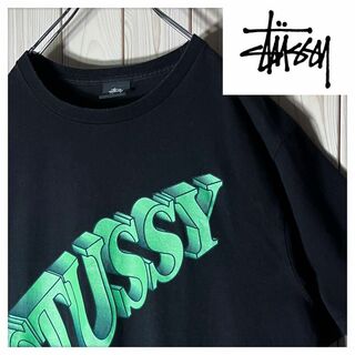 STUSSY - 【レアデザイン L】ステューシー stussy 立体ロゴ Tシャツ 黒