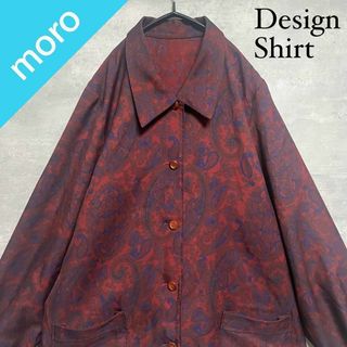 ヴィンテージ(VINTAGE)のNo.1109 VINTAGE ヴィンテージ 古着 総柄シャツ ペイズリー柄 赤(Tシャツ/カットソー(七分/長袖))