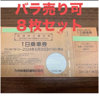 JR - 【バラ売り可】　８枚セット  九州旅客鉄道　JR九州　株主優待券