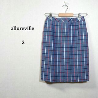 アルアバイル(allureville)のallureville　スカート　2　膝丈　チェック　青　かわいい　カジュアル(ひざ丈スカート)