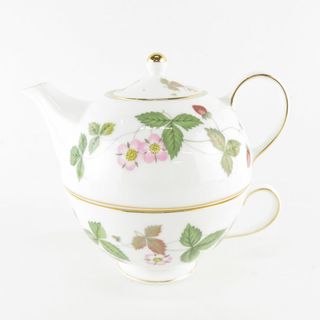 WEDGWOOD - 美品 WEDGWOOD ウェッジウッド ワイルドストロベリーアルフレスコ ティーフォーワン ティーポット カップ セット SO1315U 