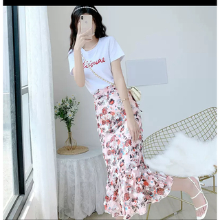 韓国より買付！新品Tシャツ＋デザインスカート2セット(ロングスカート)