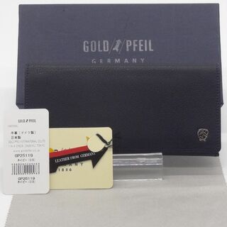GOLD PFEIL - 【新品未使用】ゴールドファイル長財布　折り財布　小銭入れ　ネイビー　レザー　箱