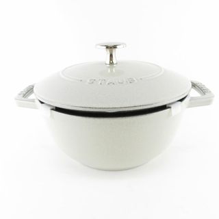 ストウブ(STAUB)の美品 STAUB ストウブ WA-NABE ワナベ M 両手鍋 鋳物ホーロー M 18cm リネン 料理 調理器具 キッチン SU7175V (鍋/フライパン)