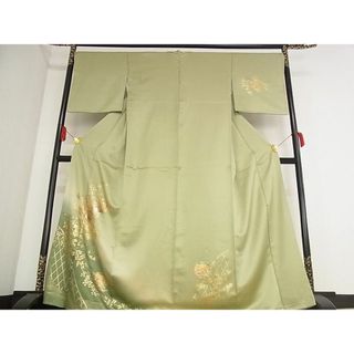 平和屋-こころ店■訪問着　雪輪重ね花文　暈し染め　金彩　正絹　逸品　AAAD1483Ahg(着物)