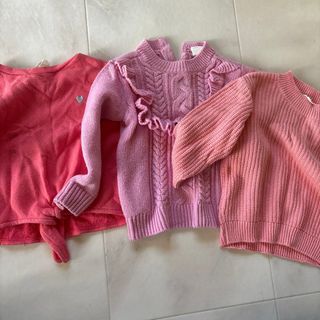 エイチアンドエム(H&M)のH&M Babyピンクニット　パーカー(ニット/セーター)