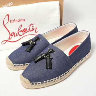 クリスチャンルブタン(Christian Louboutin)の■美品■Christian Louboutin クリスチャンルブタン ≪PAPIOUGOMME FLAT≫ エスパドリーユ スリッポン レディー 靴 サイズ39（25cm相当）デニム タッセル インディゴ スペイン製【中古】20240321/GP4393(スリッポン/モカシン)