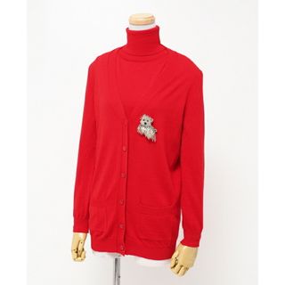 モスキーノ(MOSCHINO)のBOUTIQUE MOSCHINO ブティックモスキーノ アンサンブル ニットカーディガン タートルネック ニットセーター レディース サイズ38 ウール ブローチ付き レッド ブランド古着【中古】20240319/GP4579(ニット/セーター)