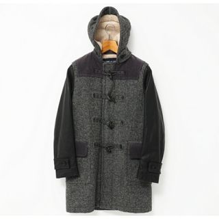 コムデギャルソン(COMME des GARCONS)の■美品■COMME des GARCONS HOMME コムデギャルソン オム AD2014 ダッフルコート ロングコート サイズXS ウール レザー コーデュロイ 異素材切替 裏:ボア 袖:中綿 グレー/ブラック【中古】20240402/GP5784(ダッフルコート)