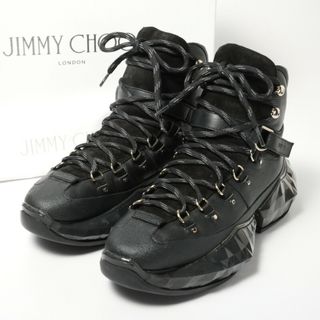 ジミーチュウ(JIMMY CHOO)の■未使用品■JIMMY CHOO ジミーチュウ ≪DIAMOND ダイアモンド≫ レザー ハイカット スニーカー ブーツ レディース 靴 サイズ37（23.5cm相当）ブラック イタリア製 20240411/GP6390(スニーカー)