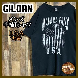 USA ギルダン メンズ ブラック L 黒T 古着 90s 半袖 Tシャツ(Tシャツ/カットソー(半袖/袖なし))