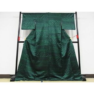 平和屋-こころ店■上質な小紋　横段花文　ロング丈　正絹　逸品　未使用　AAAE3753Bzg(着物)