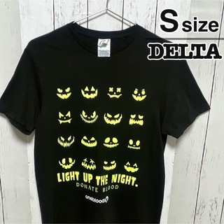 デルタ(DELTA)のUSA古着　DELTA　Tシャツ　S　ブラック　黒　プリント　ホラー　ハロウィン(Tシャツ/カットソー(半袖/袖なし))