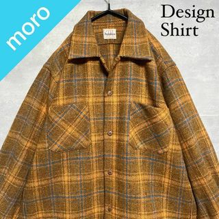 ヴィンテージ(VINTAGE)のNo.985 VINTAGE ヴィンテージ 古着 チェック柄 長袖シャツ 黄土色(Tシャツ/カットソー(七分/長袖))