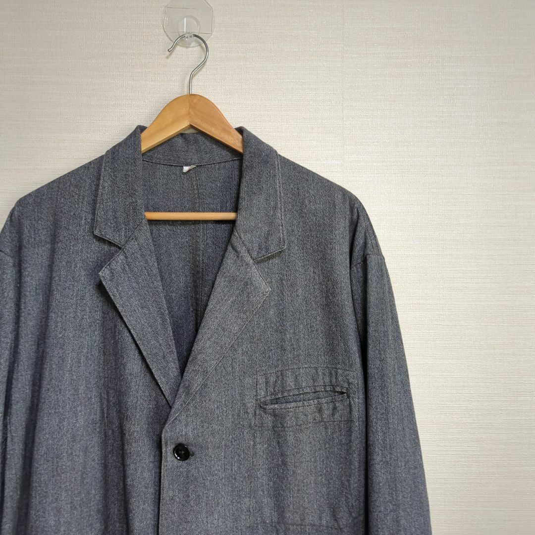 50s~60s Au Molinel ブラックシャンブレーコート ユーロ古着 素早 50s~60s Au Molinel ブラックシャンブレーコート ユーロ古着 素早