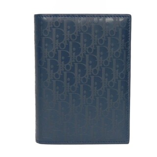 ディオール(Dior)のDior ディオール パスポートカバー トロッター ロゴ エンボス スムース カーフ 二つ折り ダークブルー 未使用 オブリーク ネイビー パスポートケース(ウォレットチェーン)