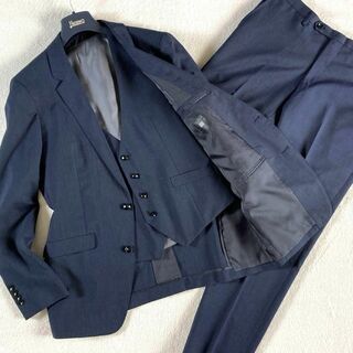 【極美品】SUIT SELECT 3ピース スーツ セットアップ ネイビー XL(その他)