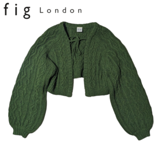 fig London - fig London グリーン ウール ボレロ カーディガン 