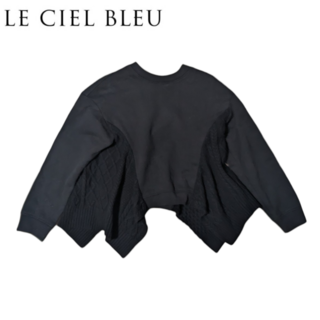 ルシェルブルー(LE CIEL BLEU)のLE CIEL BLEU ブラック 切り替え ニット スウェットトレーナー(トレーナー/スウェット)