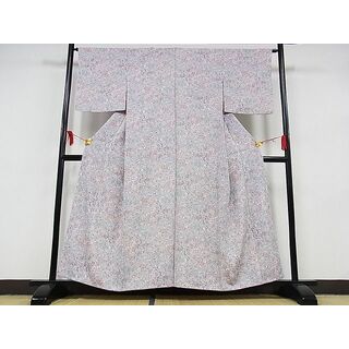 平和屋-こころ店■上質な小紋　更紗花文　正絹　逸品　AAAE1540Bzg(着物)