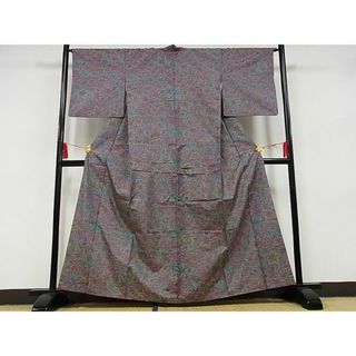 平和屋-こころ店■本場大島紬　7マルキ　葉尽し　正絹　逸品　AAAE3595Bzg(着物)