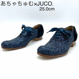 JUCO. - ★新品 あちゃちゅむ× JUCOコラボ 革靴 グリッター ファー リボン 25