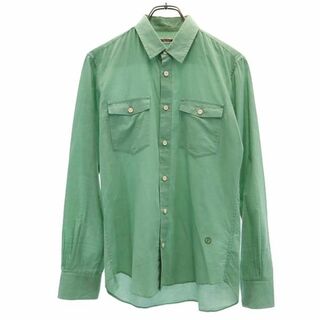 ファクトタム(FACTOTUM)のファクトタム 日本製 ウールブレンド 長袖 コットンシャツ 44 緑系 FACTOTUM メンズ(シャツ)