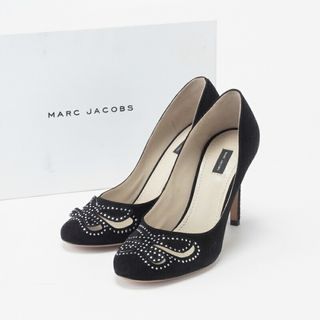 ■美品■MARC JACOBS マークジェイコブス パンプス サイズ35.5（22.5cm相当）イタリア製 スエード ラインストーン ブラック 黒 ブランド古着【中古】20210610/GH8824(ハイヒール/パンプス)