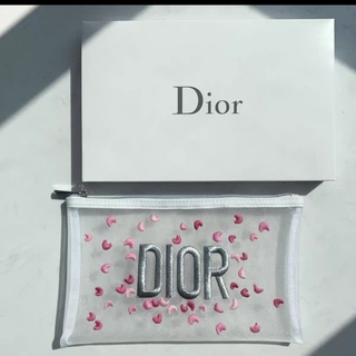 クリスチャンディオール(Christian Dior)の新品 ディオール ノベルティ ポーチ 刺繍 メッシュ(ポーチ)