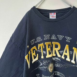 ビンテージ　古着　アメリカ製　海兵　USNAVY 米軍　半袖tシャツ　黒　XL(Tシャツ/カットソー(半袖/袖なし))