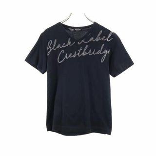 BLACK LABEL CRESTBRIDGE - ブラックレーベルクレストブリッジ 日本製 三陽商会 ロゴプリント 半袖 Vネック Tシャツ S ブラック BLACK LABEL CRESTBRIDGE メンズ