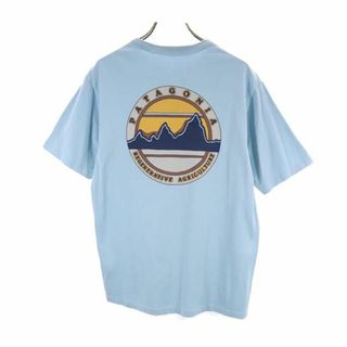 パタゴニア(patagonia)のパタゴニア アウトドア バックプリント 半袖 Tシャツ XS 水色 patagonia メンズ(Tシャツ/カットソー(半袖/袖なし))