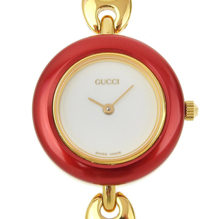 グッチ(Gucci)の【GUCCI】グッチ チェンジベゼル 11/12.2 金メッキ ゴールド クオーツ アナログ表示 レディース 白文字盤 腕時計(腕時計)