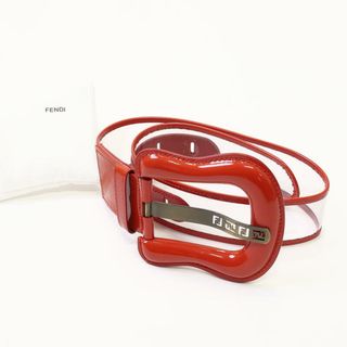 フェンディ(FENDI)の■美品■FENDI フェンディ パテントレザー クリアベルト ワイドベルト レディース サイズ80/32 クリア オレンジ 8C0306 イタリア製 ブランド古着【中古】20210430/GH4280(ベルト)