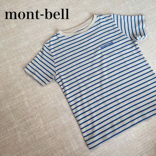 モンベル(mont bell)の【美品】モンベル　半袖Tシャツ　カットソー　ボーダー　ロゴ　キャンプ　アウトドア(Tシャツ/カットソー)