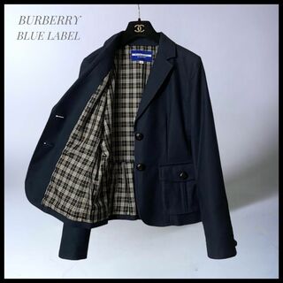 BURBERRY BLUE LABEL - 【BURBERRY】 ロゴボタン 裏地チェック テーラードジャケット