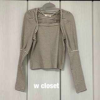ダブルクローゼット(w closet)のwcloset ボーダーパワショルプルオーダー(Tシャツ(長袖/七分))