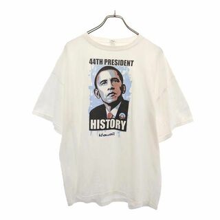 デルタ(DELTA)のデルタ オバマ大統領 プリント 半袖 Tシャツ XL ホワイト系 DELTA メンズ(Tシャツ/カットソー(半袖/袖なし))